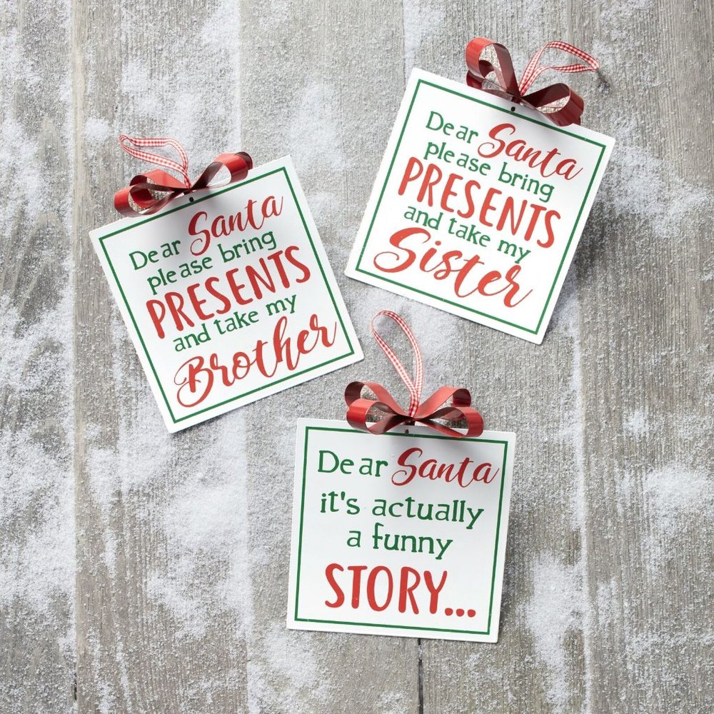 Set of 3 Dear Santa Ornaments